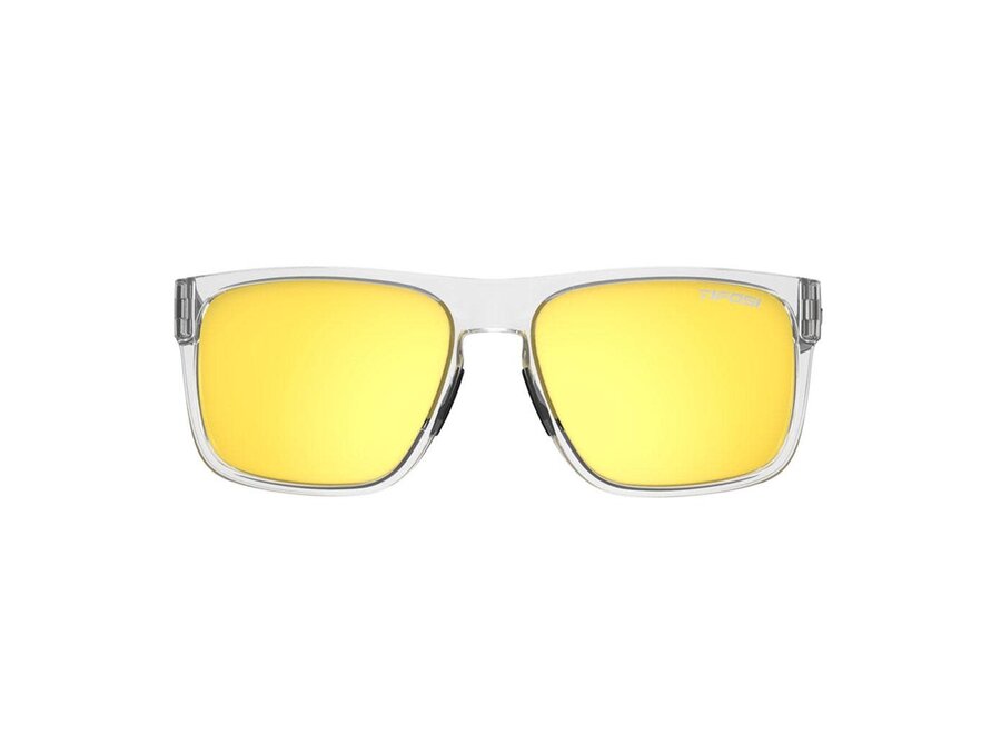 Tifosi Swick Crystal Clear Frame Smoke Tint Yellow Mirror Lens Sunglasses