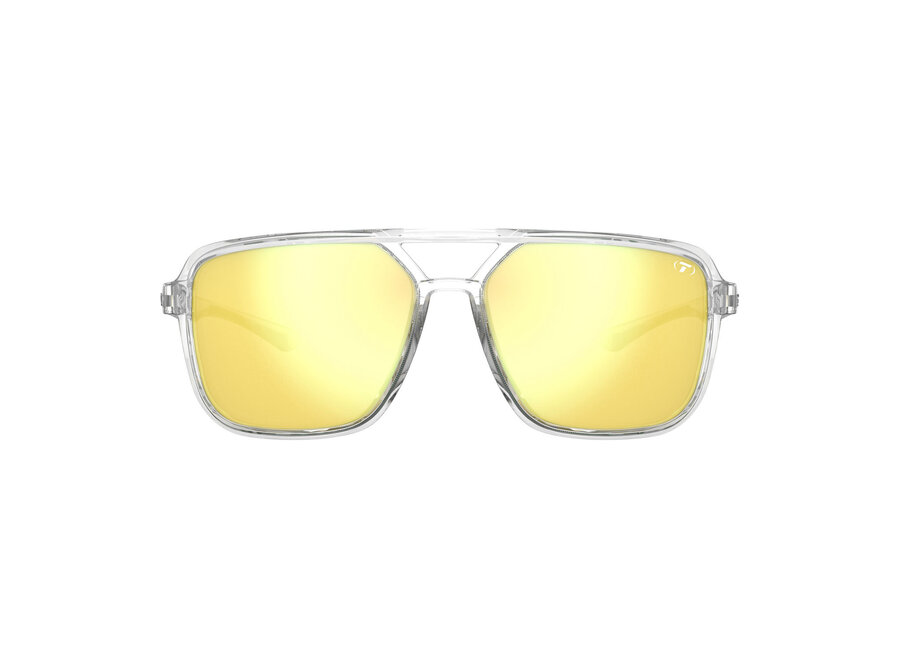 Tifosi Salto Crystal Clear Frame Smoke Tint Yellow Mirror Lens Sunglasses
