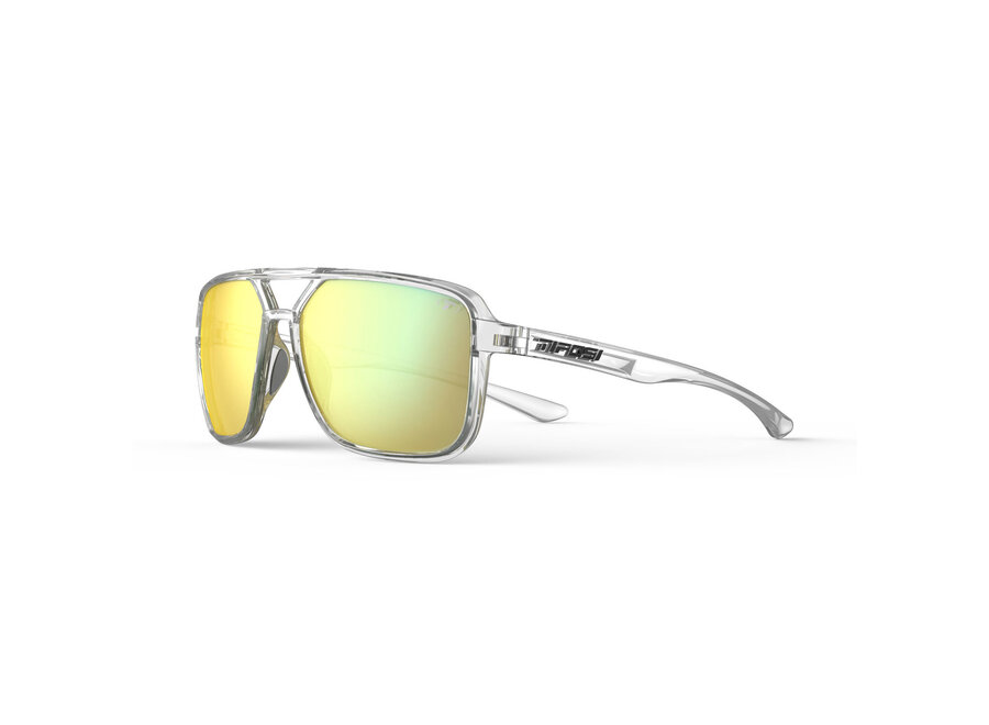 Tifosi Salto Crystal Clear Frame Smoke Tint Yellow Mirror Lens Sunglasses