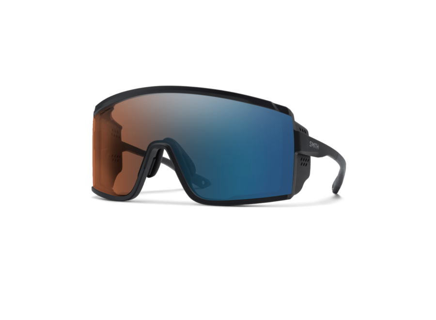 Smith Optics Pursuit Matte Black ChromaPop Glacier Photochromic Copper to Gray with Blue Mirror Sunglasses