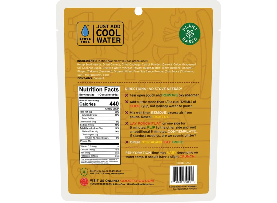 Good To Go Carrot-Ginger Power Bowl Stove Free Meal