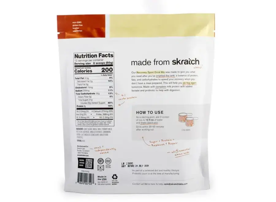 Skratch Labs Sport Recovery Drink Mix, Horchata 12 Serving