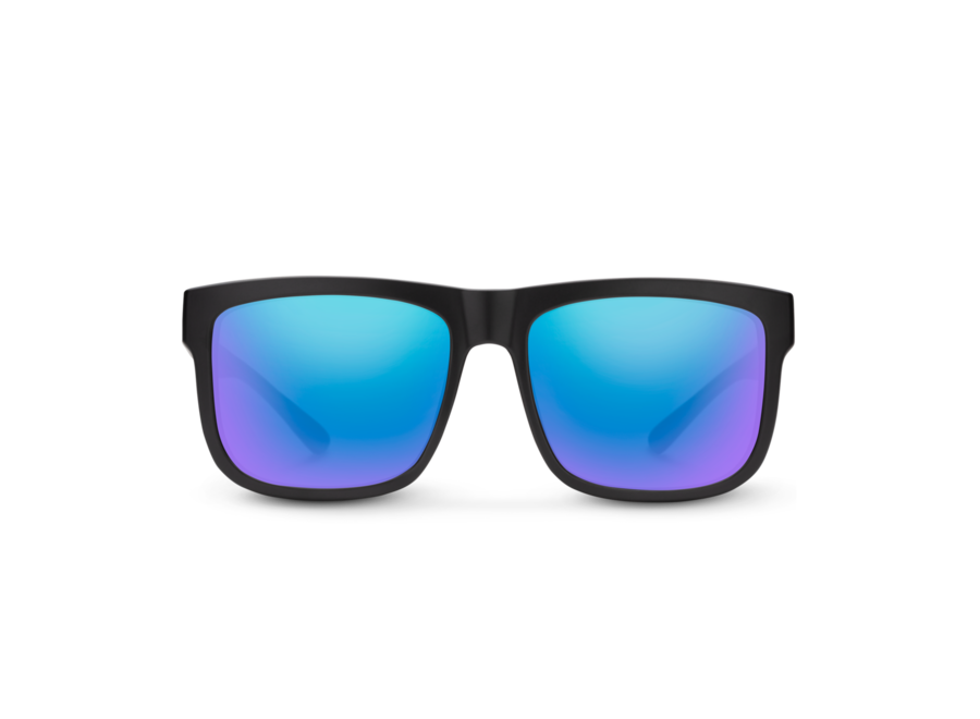 Suncloud Quiver Matte Black Frame Polarized Blue Mirror Lens Sunglasses