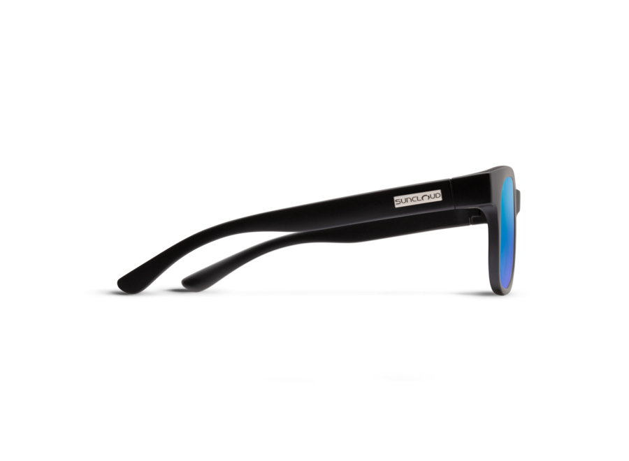 Suncloud Leeway Matte Black Polarized Blue Mirror Sunglasses