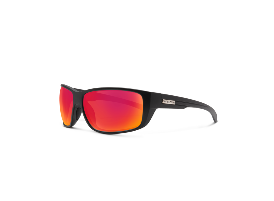 Suncloud Milestone Matte Black Frame Polarized Red Mirror Lens Sunglasses