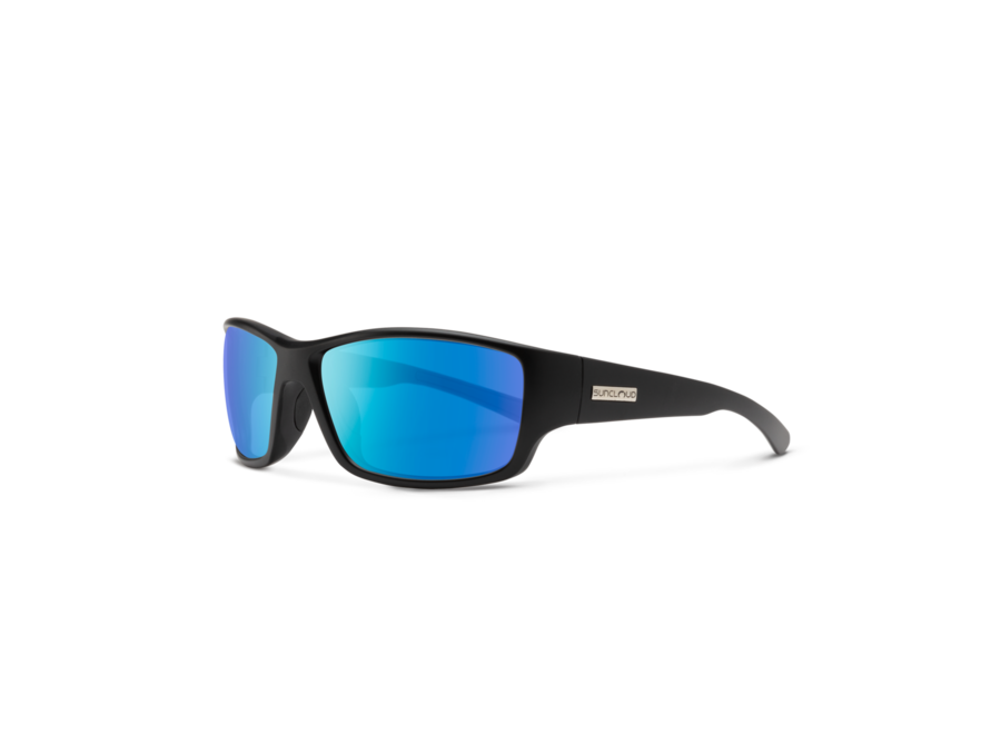 Suncloud Optics Hull Matte Black Polarized Blue Mirror Sunglasses