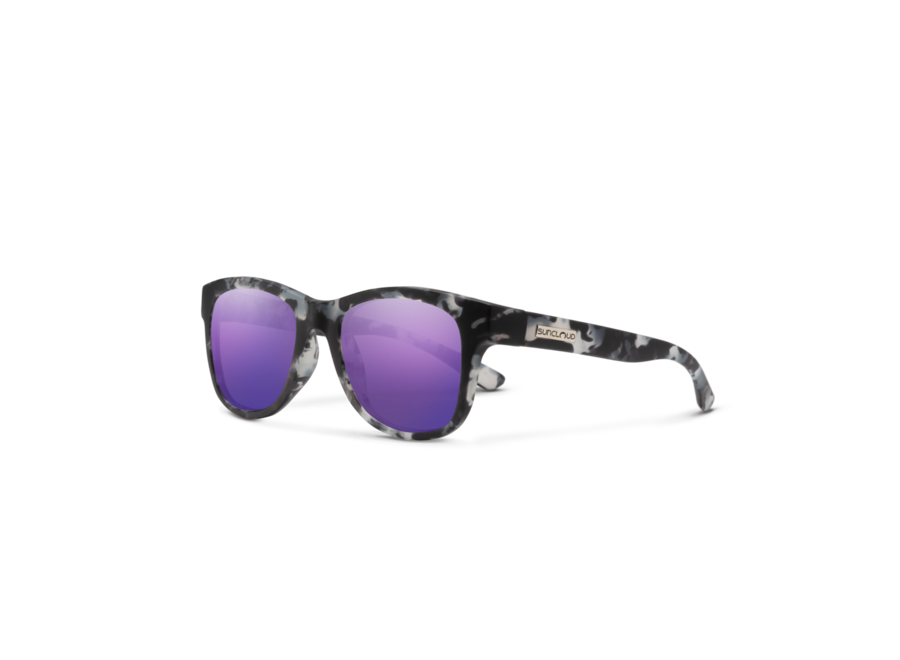 Suncloud Optics Leeway Matte Ice Tortoise Polarized Purple Mirror Sunglasses