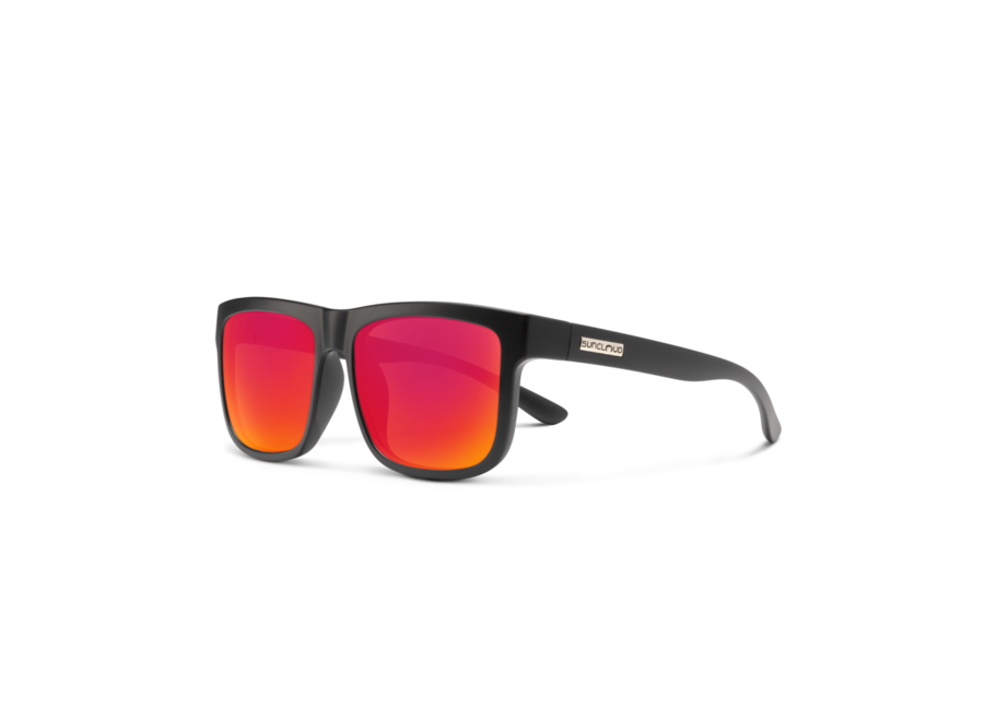 Suncloud Quiver Matte Black Frame Polarized Red Mirror Lens Sunglasses
