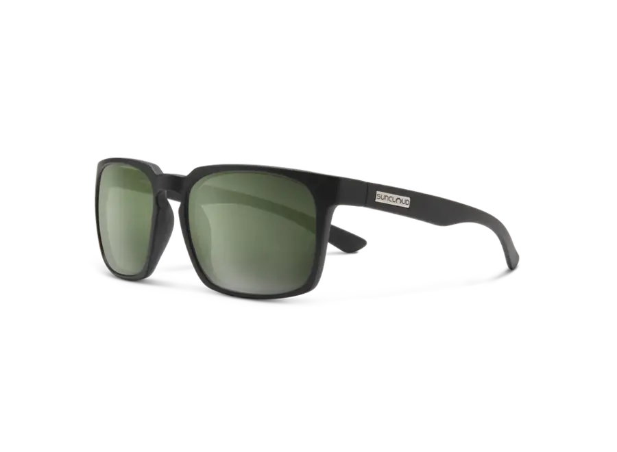 Suncloud Hundo Matte Black Frame Polarized Gray Green Lens Sunglasses