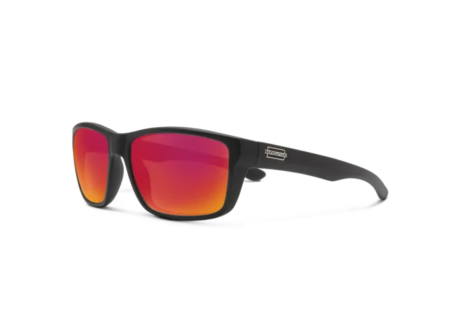 Suncloud Mayor Matte Black Frame Polarized Red Mirror Lens Sunglasses