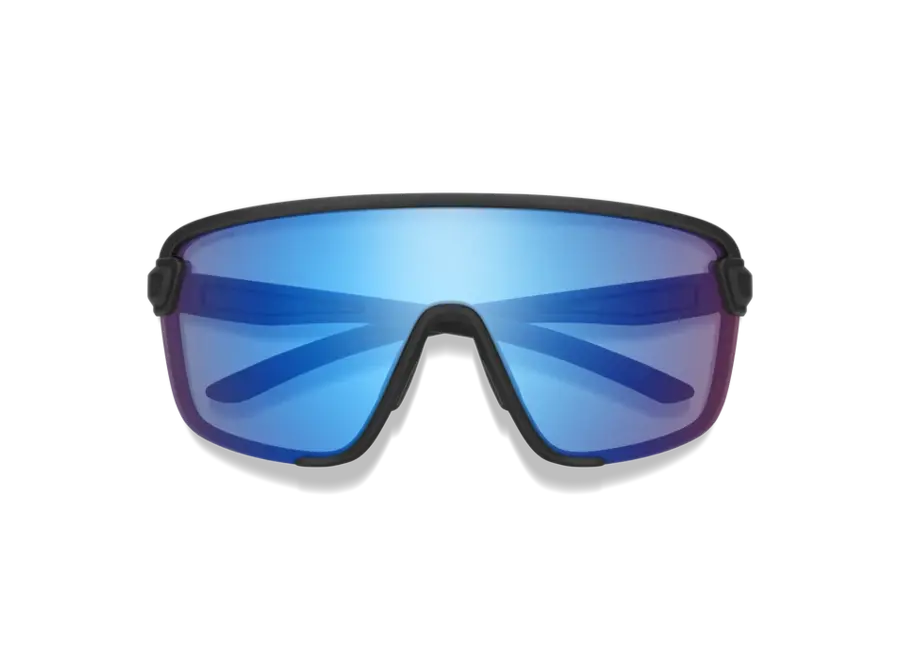 Smith Optics Bobcat Matte Black ChromaPop Low Light Rose Blue Mirror Sunglasses