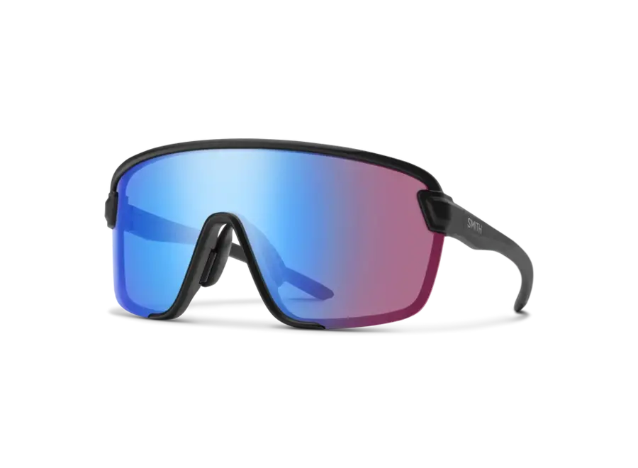 Smith Optics Bobcat Matte Black ChromaPop Low Light Rose Blue Mirror Sunglasses