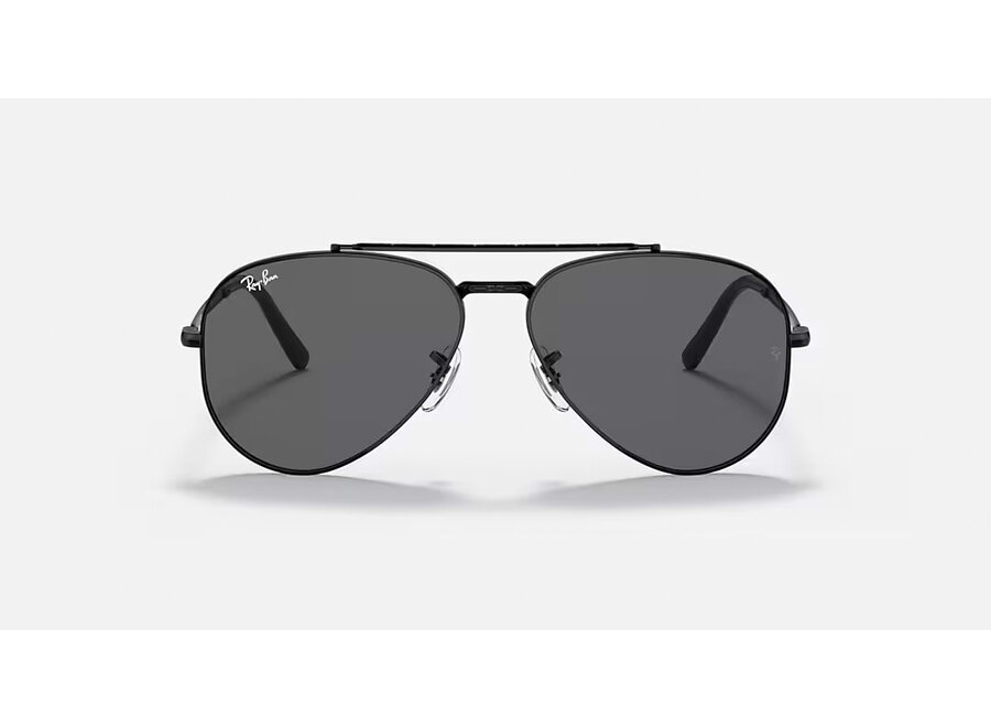 Ray-Ban New Aviator Black Frame Dark Grey Lens Sunglasses