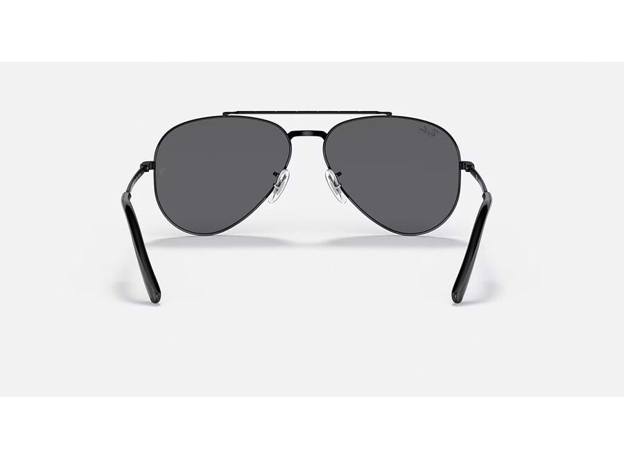 Ray-Ban New Aviator Black Frame Dark Grey Lens Sunglasses