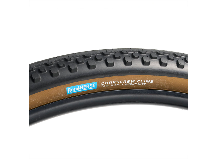 Rene Herse Corkscrew Climb Endurance TC Semi Slick Gravel Tire 700c x 44 Dark Tan Sidewall