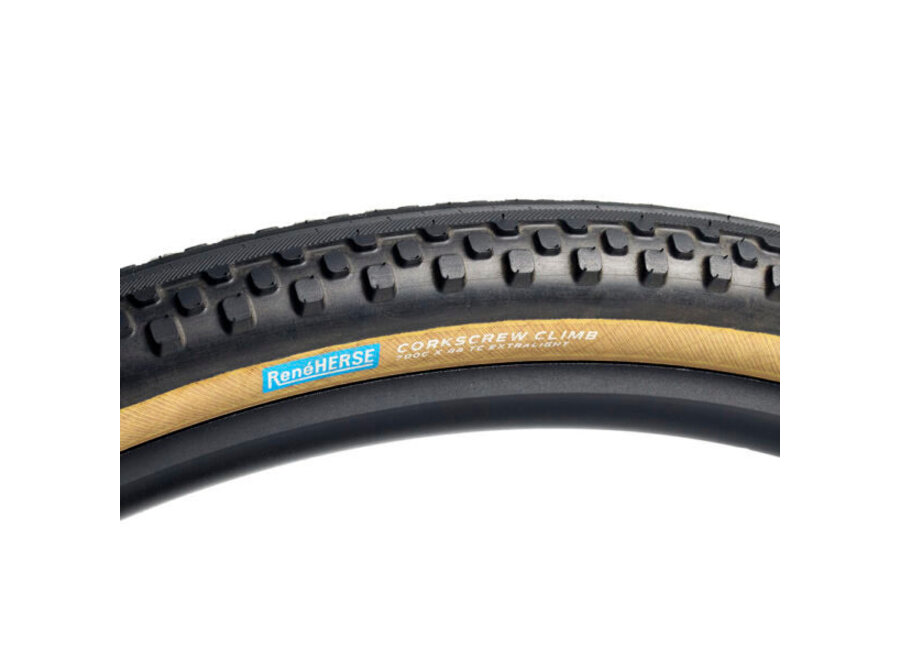 Rene Herse Corkscrew Climb Extralight TC Semi Slick Gravel Tire 700c x 44 Tan Sidewall
