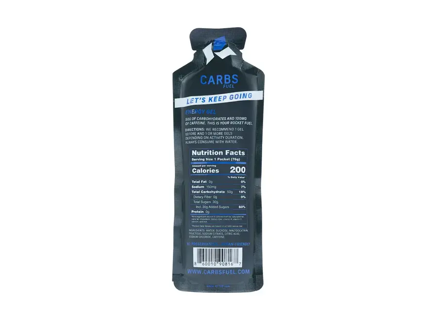 Carbs Fuel Caffeinated Original 50g Energy Gel