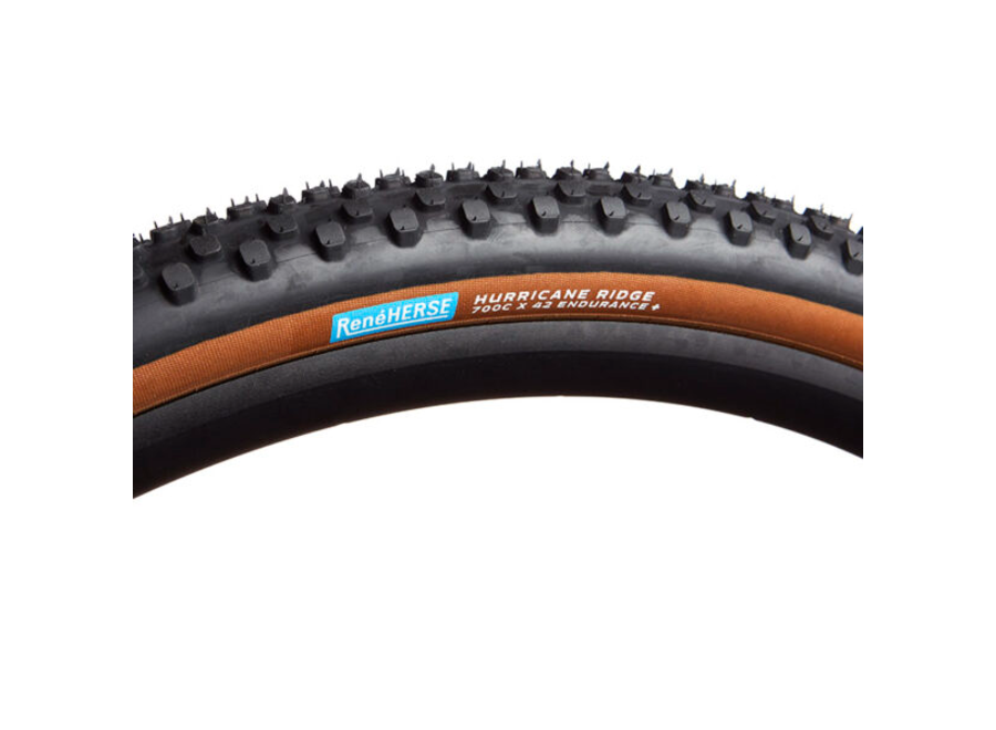 Rene Herse Hurricane Ridge Endurance TC Nobby Gravel Tire 700c x 42 Dark Tan Sidewall