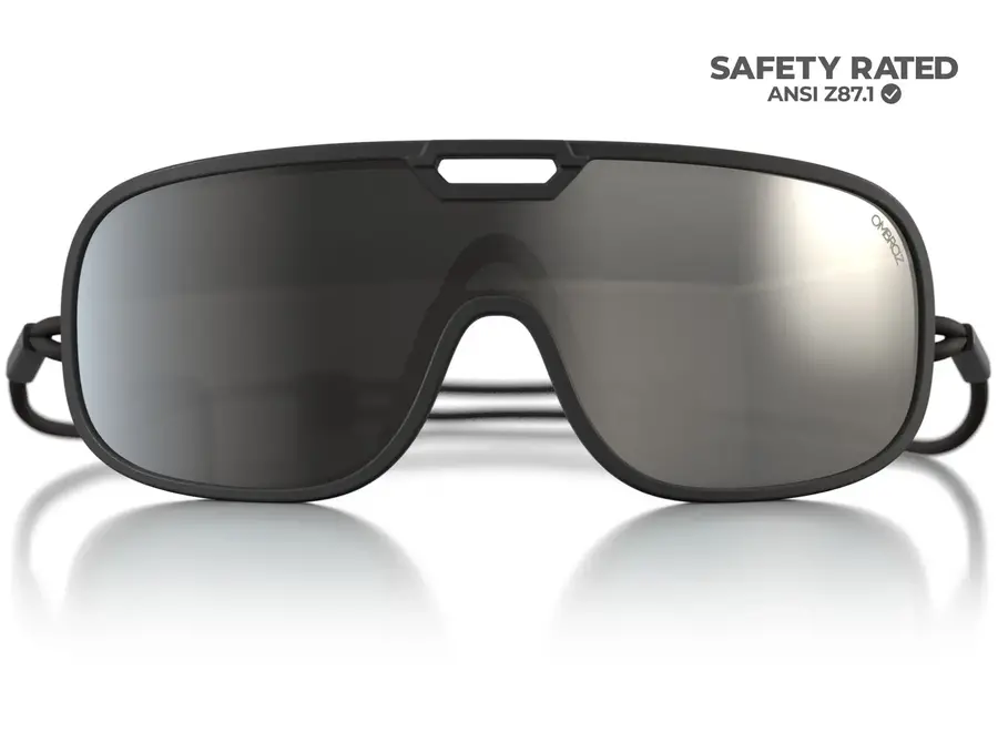 Ombraz Refugio Regular Charcoal Frame Grey with Silver Mirror Lens Armless Sunglasses