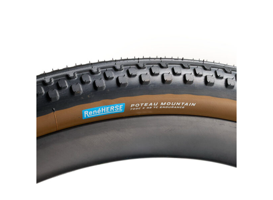 Rene Herse Poteau Mountain Endurance TC Semi Slick Gravel Tire 700c x 48 Dark Tan Sidewall