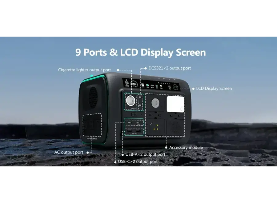 Njoynook Portable Power Station 800W Output 512WH