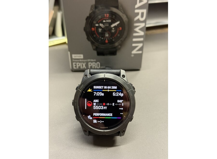 Used Demo Garmin Epix Pro 51mm Sapphire Watch - AMOLED Display - Carbon Gray w/ Black Band