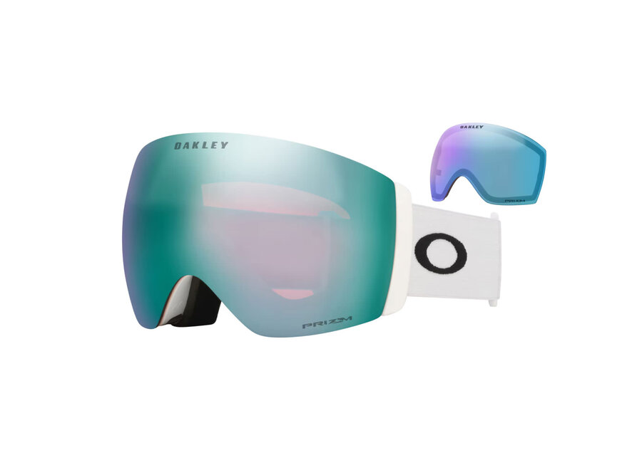 Oakley Flight Deck Pro L Goggles Matte White Strap Prizm Sapphire Iridium Lenses