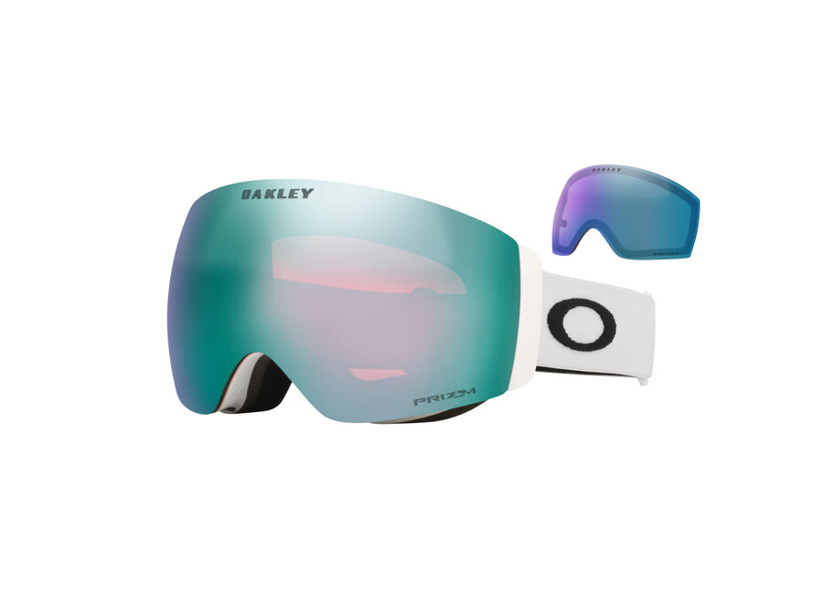 Oakley Flight Deck Pro M Goggles Matte White Strap Prizm Snow Sapphire Iridium Lenses