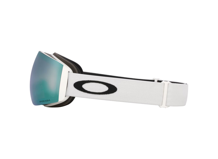 Oakley Flight Deck Pro M Goggles Matte White Strap Prizm Snow Sapphire Iridium Lenses