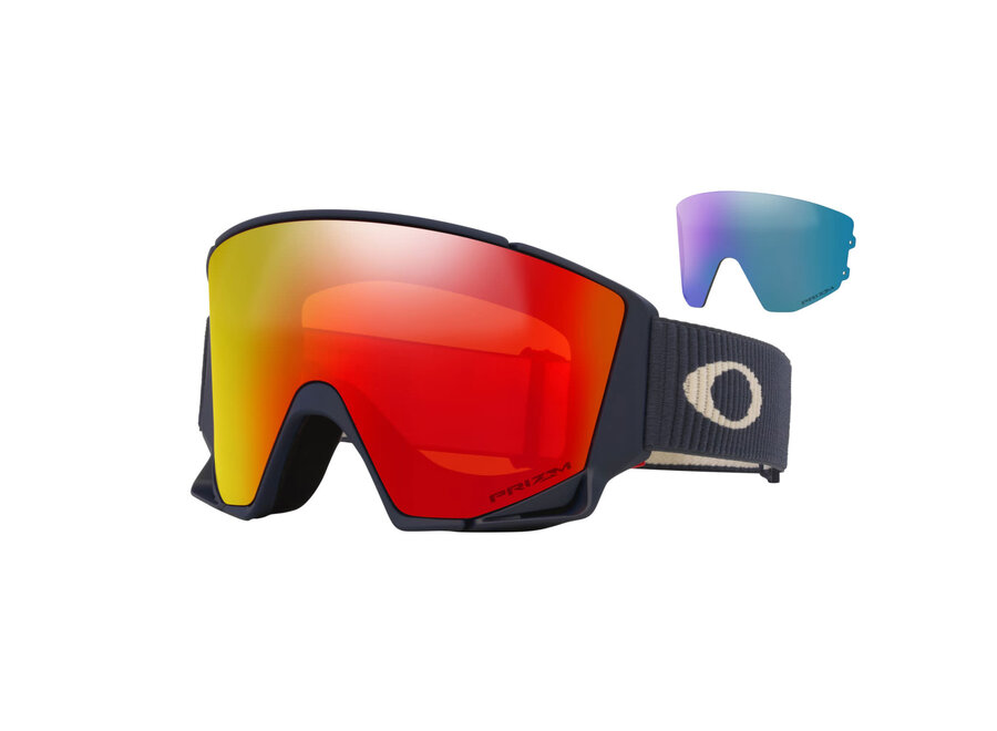 Oakley Flow Scape L Goggles India Ink Corduroy Strap Prizm Snow Torch Iridium Lenses