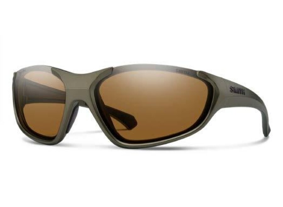 Smith Sliders Matte Olive Oil Frame Chromapop Brown Sunglasses