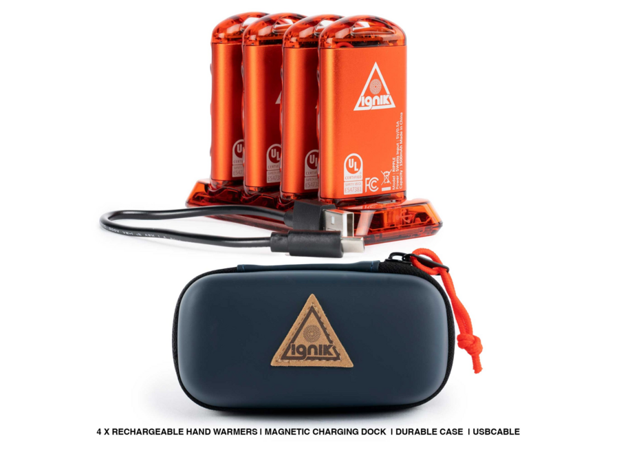 Ignik Ripple 4 Pack Rechargeable Hand Warmers Orange