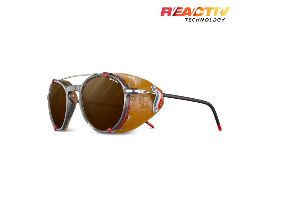 Julbo Legacy Translucent Black Red Frame REACTIV 2-4 Polarized Lens Sunglasses