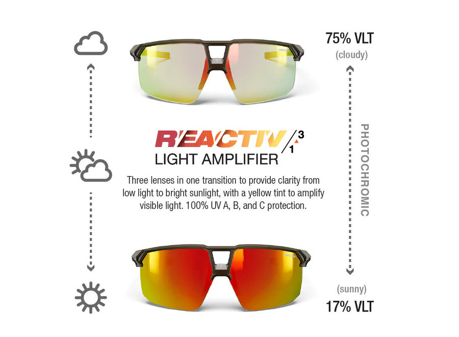 Julbo Liry Matte Brown Frame REACTIV 1-3 Light Amplifier Lens Sunglasses