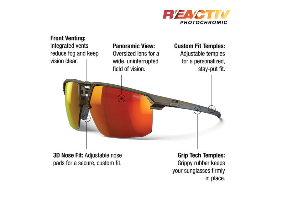 Julbo Liry Matte Brown Frame REACTIV 1-3 Light Amplifier Lens Sunglasses