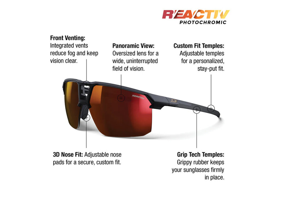 Julbo Liry Matte Gray / Dark Brown Frame REACTIV 0-3 High Contrast Lens Sunglasses