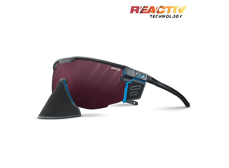Julbo Ultimate Cover Black/Blue Frame REACTIV 0-4 High Contrast Lens Sunglasses