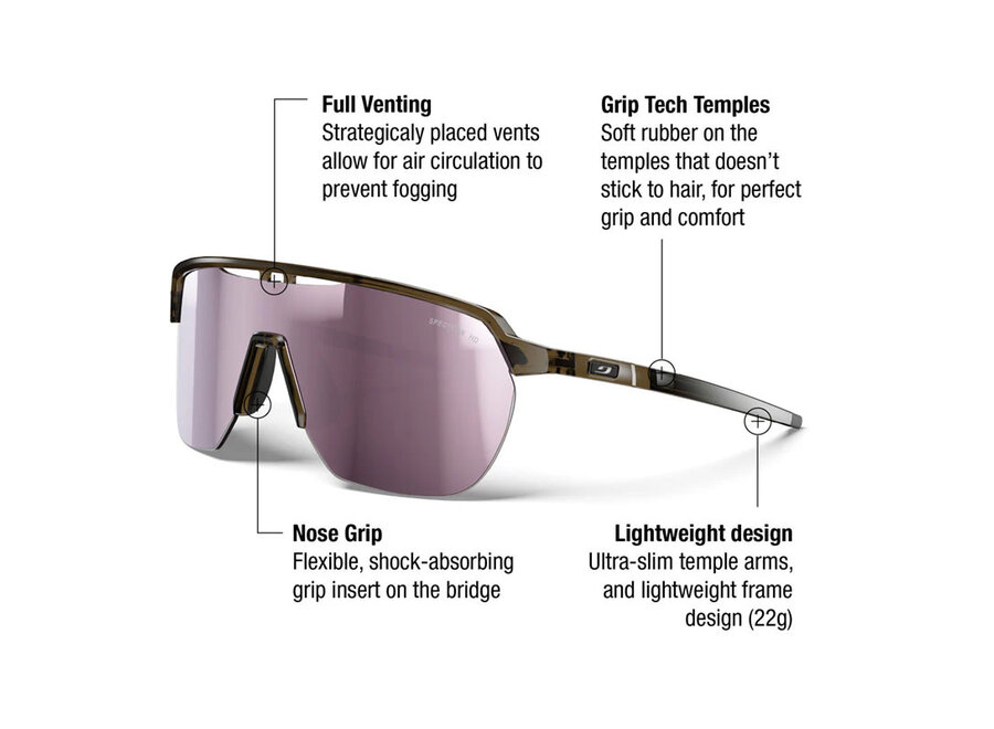 Julbo Frequency Translucent Brown Black Frame Spectron 3 HD Lens Sunglasses