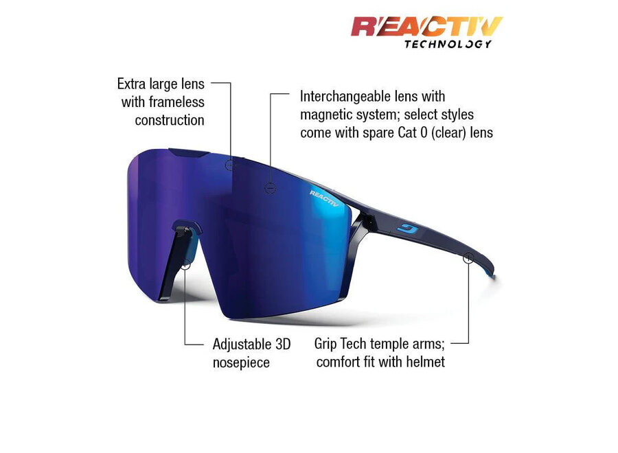 Julbo Edge Matte Blue Blue Frame REACTIV 1-3 High Contrast Sunglasses