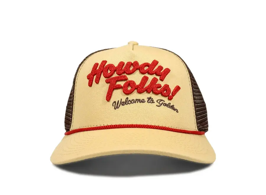 YoColorado Hat Howdy Golden Tan Trucker