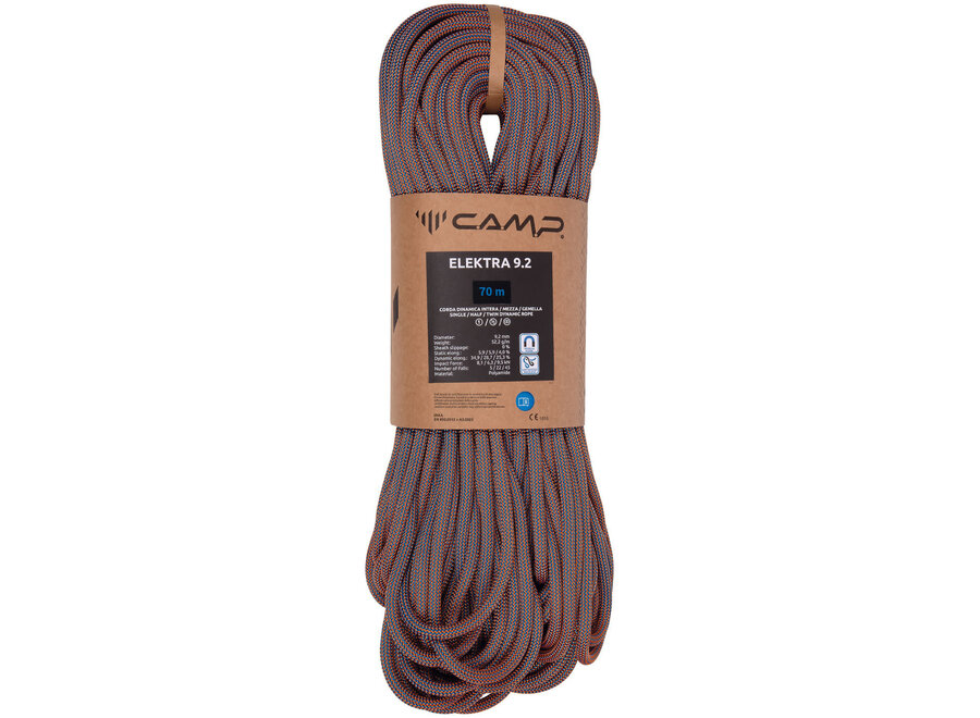 CAMP Elektra 9.2mm Climbing Rope 70M Orange/Blue