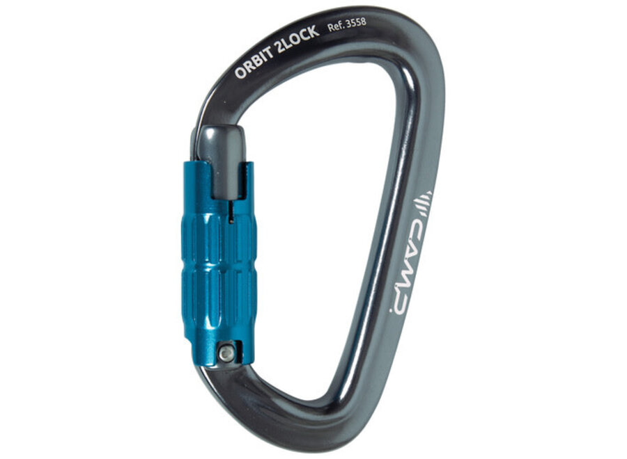 CAMP Orbit 2Lock Locking Carabiner Gunmetal/Blue