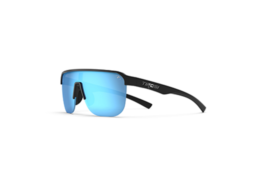Tifosi Sanctum SL Gloss Black Frame Smoke Bright Blue Mirror Lens Sunglasses