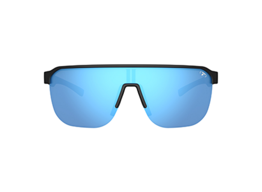 Tifosi Sanctum SL Gloss Black Frame Smoke Bright Blue Mirror Lens Sunglasses