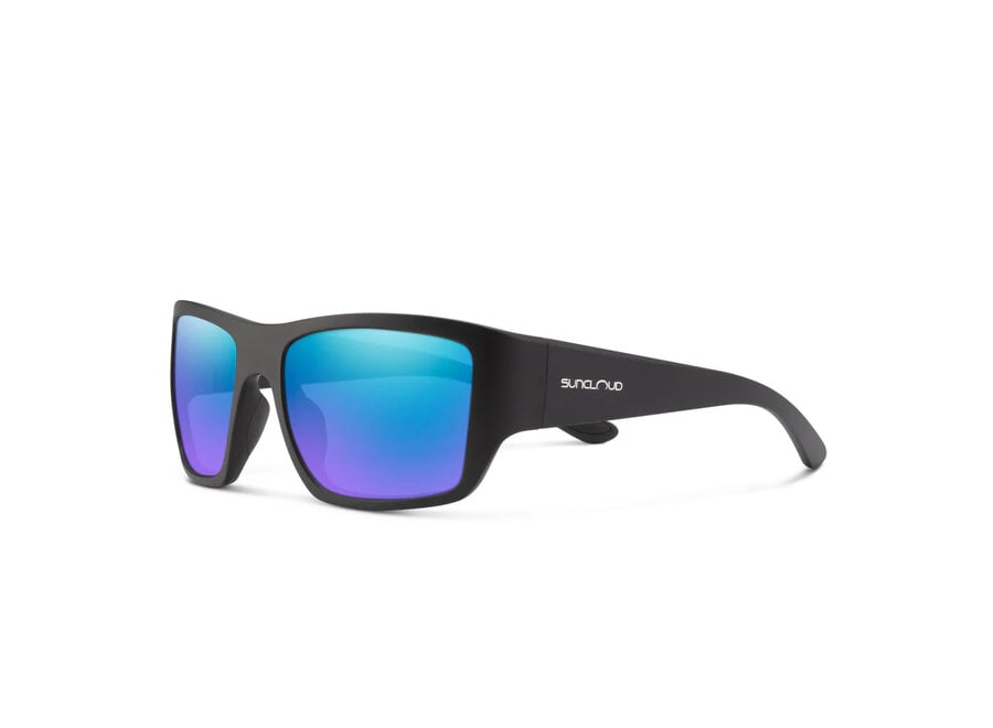 Suncloud Sculpin Matte Black Polarized Blue Mirror Sunglasses