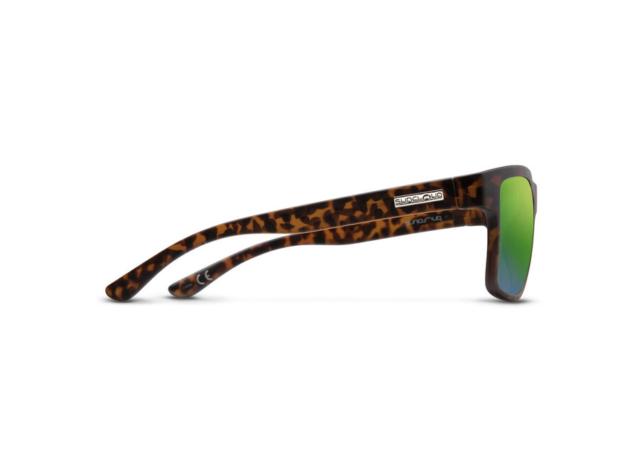 Suncloud A-Team Matte Tortoise Frame Polarized Green Mirror Lens Sunglasses