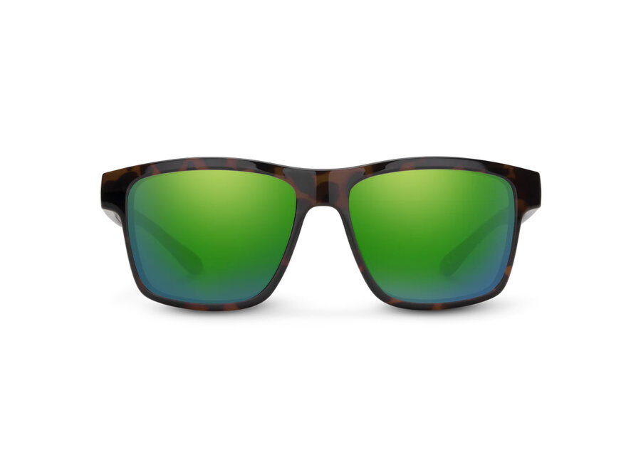 Suncloud A-Team Matte Tortoise Frame Polarized Green Mirror Lens Sunglasses