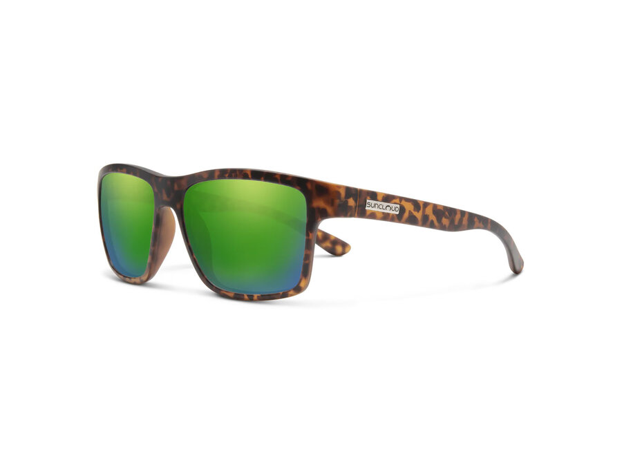 Suncloud A-Team Matte Tortoise Frame Polarized Green Mirror Lens Sunglasses