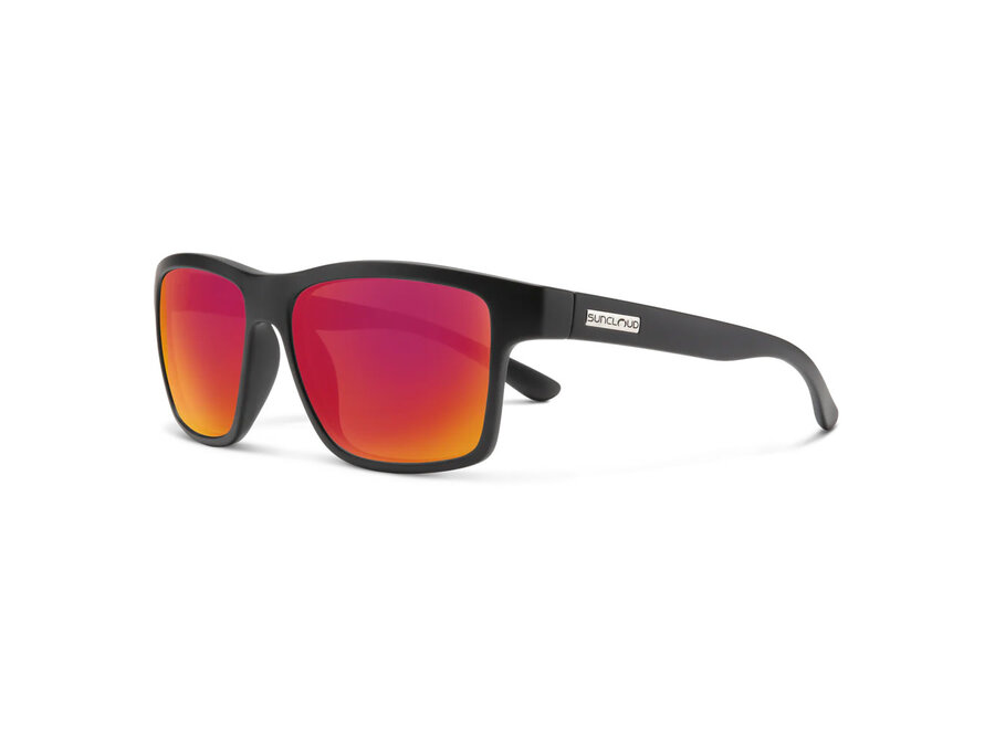 Suncloud A-Team Matte Black Frame Polarized Red Mirror Lens Sunglasses