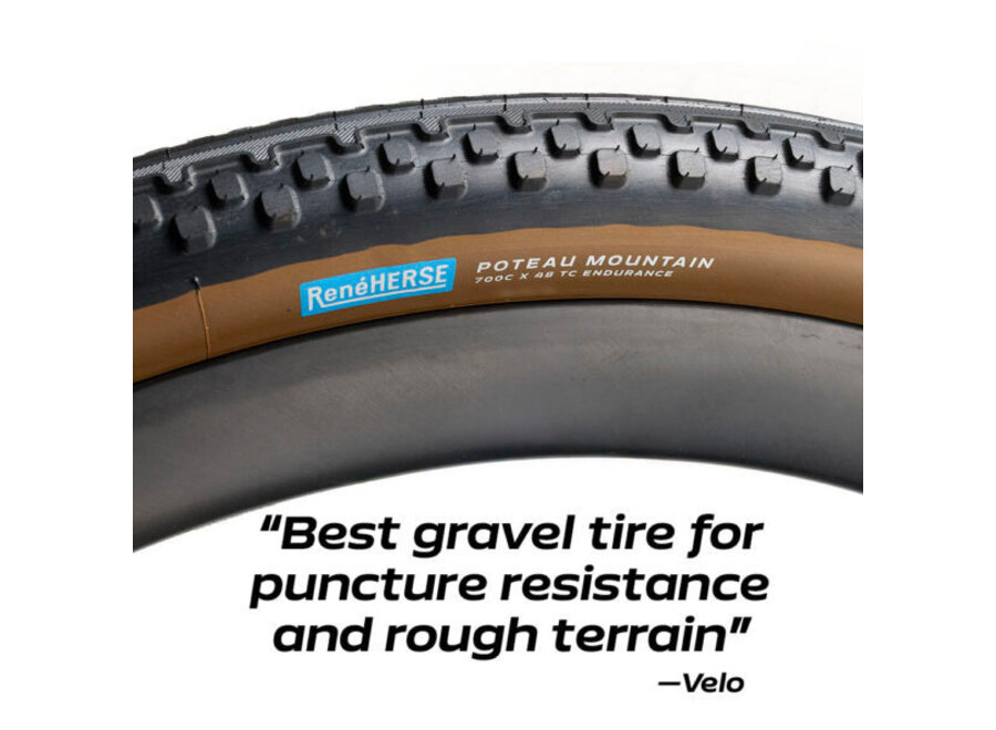 Rene Herse Poteau Mountain Extralight TC Semi Slick Gravel Tire 700c x 48 Tan Sidewall
